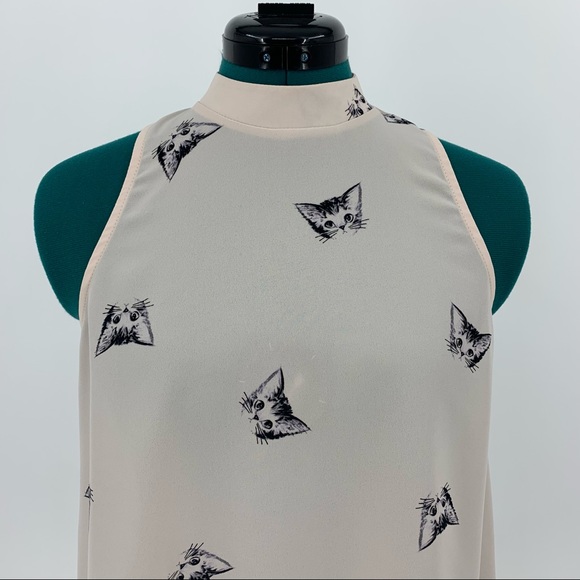 Everly Sleeveless Kitten Mock Neck Blouse, Small - Picture 4 of 16